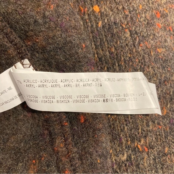 ZARA KNIT Sz S Thick Knit Knee Length Double Breasted Heather Brown Unlined Coat - Picture 10 of 15